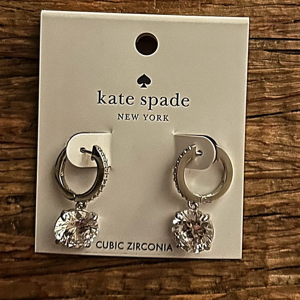 Kate Spade New York Silver CZ Bright Ideas Drop Hoop Huggies